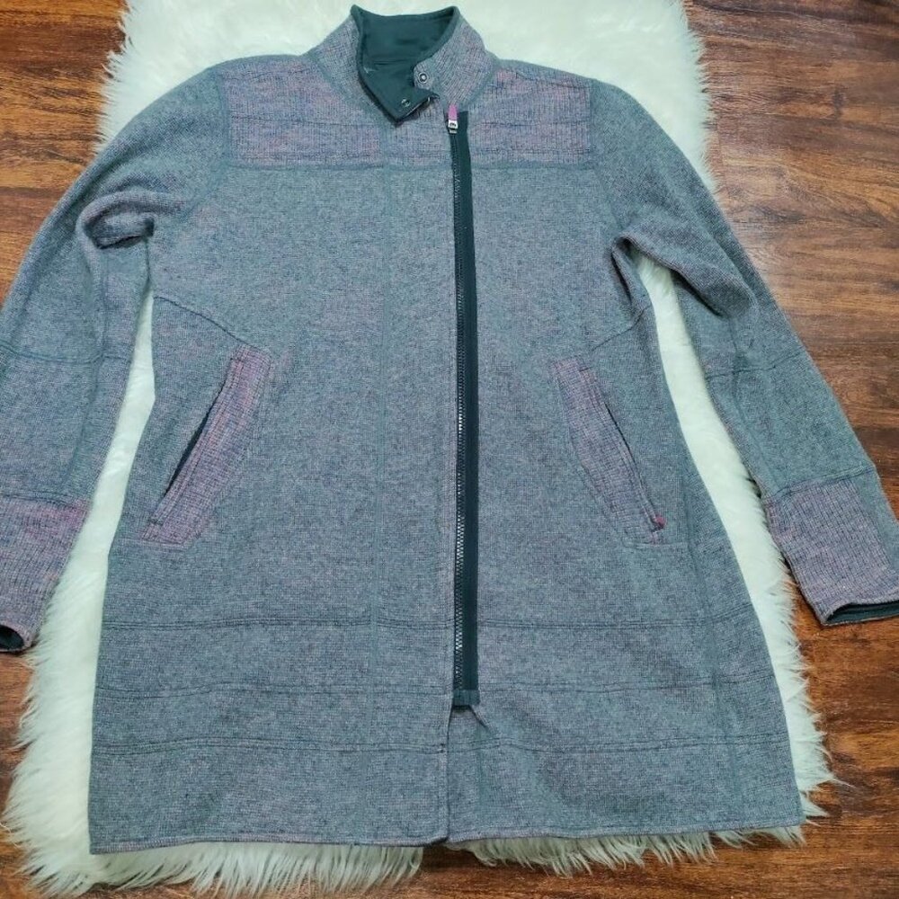 Title Nine Swacket Womens Size L Full Zip Tunic Sweater Jacket Gray Purple Pink - Picture 2 of 15